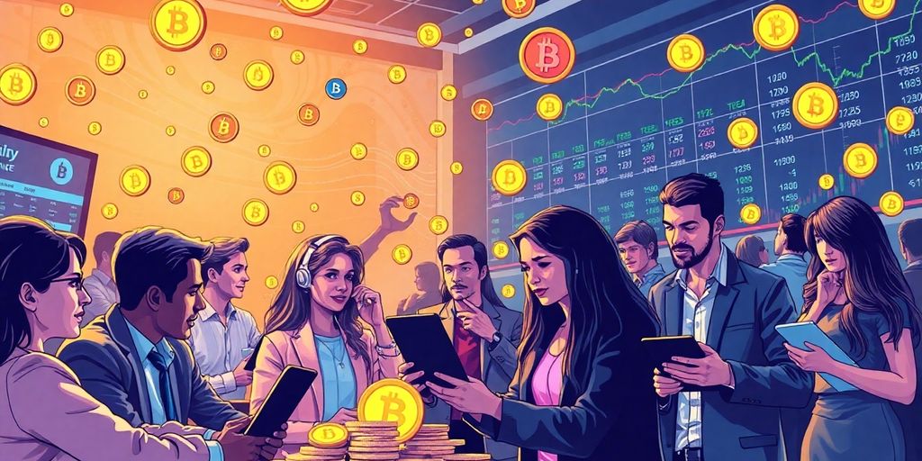 Diverse traders actively engaging in cryptocurrency transactions.